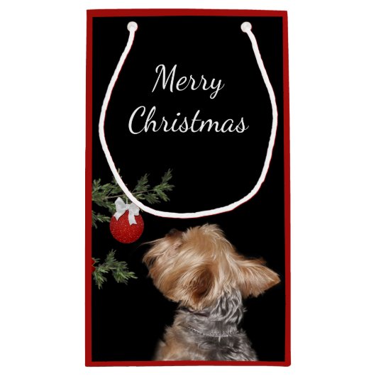 Petit Sac Cadeau Noël de Yorkie tenté (Dos)