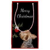 Petit Sac Cadeau Noël de Yorkie tenté (Devant)