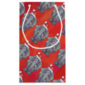 Petit Sac Cadeau Noël d'éléphant sur le rouge (Dos)