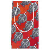 Petit Sac Cadeau Noël d'éléphant sur le rouge (Devant)