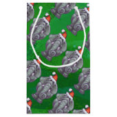Petit Sac Cadeau Noël d'éléphant sur le vert (Dos)