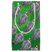 Petit Sac Cadeau Noël d'éléphant sur le vert (Devant)