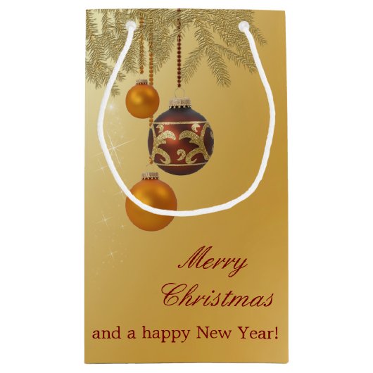 Petit Sac Cadeau Noël élégant doré (Dos)