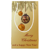 Petit Sac Cadeau Noël élégant doré (Devant)