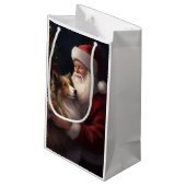 Petit Sac Cadeau Noël festif de Shetland Sheepdog Père Noël (Dos Angle)