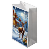 Petit Sac Cadeau Noël/Hiver Deer Lodge (Devant Angle)