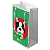 Petit Sac Cadeau Noël lunatique de Boston Terrier (Devant Angle)