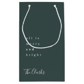 Petit Sac Cadeau Noël minimal | Forêt scandinave verte foncée (Dos)