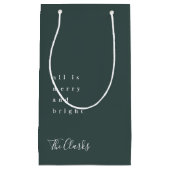 Petit Sac Cadeau Noël minimal | Forêt scandinave verte foncée (Devant)