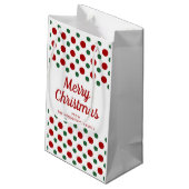 Petit Sac Cadeau Noël Moderne Rouge Et Motif Vert (Dos Angle)