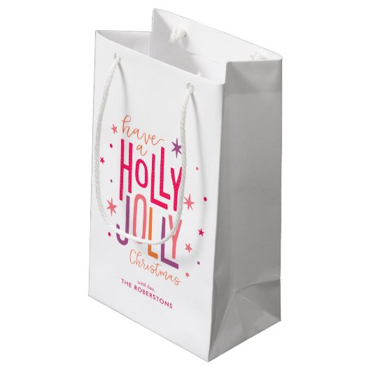 Petit Sac Cadeau Noël personnalisé "Holly Jolly" (Dos Angle)