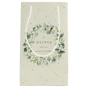 Petit Sac Cadeau Noël personnalisé Snowberry+Eucalyptus