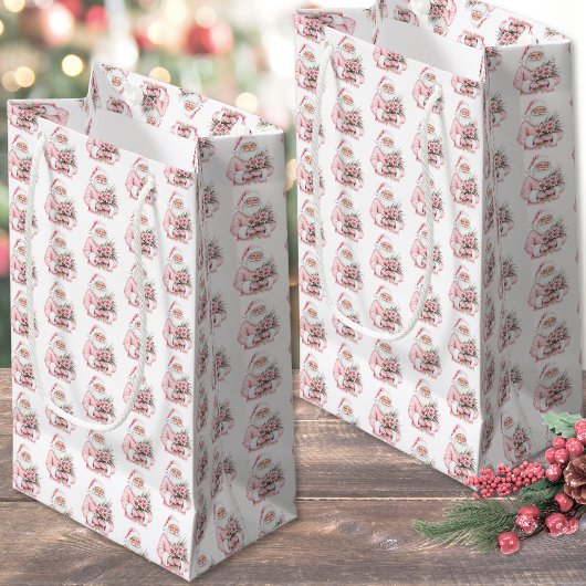 Petit Sac Cadeau Noël rose
