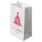 Petit Sac Cadeau Noël rose (Devant Angle)