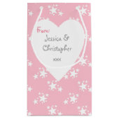 Petit Sac Cadeau Noël rose avec étoiles blanches (Dos)