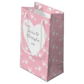 Petit Sac Cadeau Noël rose avec étoiles blanches (Dos Angle)