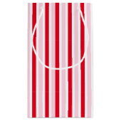 Petit Sac Cadeau Noël Rose Rouge Rayé Moderne (Dos)