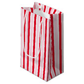 Petit Sac Cadeau Noël Rose Rouge Rayé Moderne (Devant Angle)