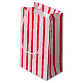 Petit Sac Cadeau Noël Rose Rouge Rayé Moderne (Dos Angle)