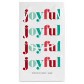 Petit Sac Cadeau Noël Rouge et Vert "Joyeux" (Dos)