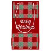 Petit Sac Cadeau Noël Rustique Rouge Et Vert Plaid (Devant)