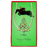 Petit Sac Cadeau Noël sautant de cheval (Devant)
