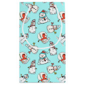 Petit Sac Cadeau Noël Snowman Turquoise (Dos)