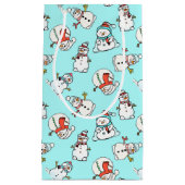 Petit Sac Cadeau Noël Snowman Turquoise (Devant)