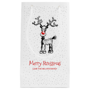 Petit Sac Cadeau Noël stressant avec Rudolf