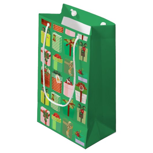 Petit Sac Cadeau Noël vert (Devant Angle)