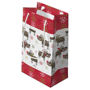 Petit Sac Cadeau Noëls rouges, blancs et verts