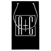Petit Sac Cadeau Noir & Blanc | Initiales de couple (Dos)