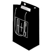 Petit Sac Cadeau Noir & Blanc | Initiales de couple (Devant Angle)