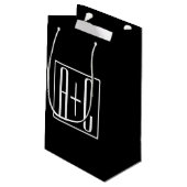 Petit Sac Cadeau Noir & Blanc | Initiales de couple (Dos Angle)