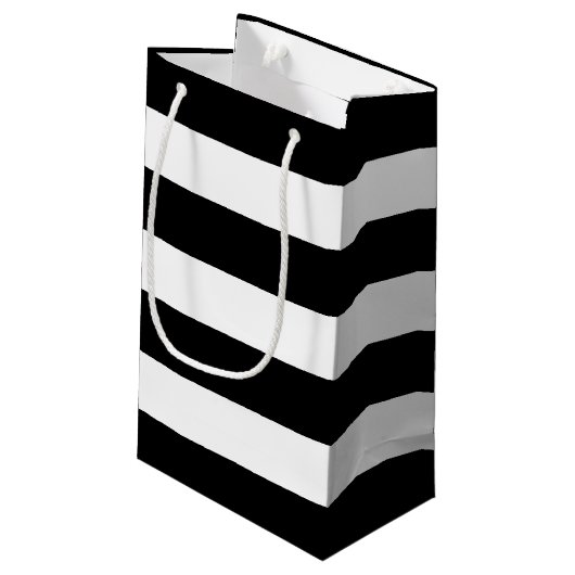 Petit Sac Cadeau Noir Blanc rayé Fête de Mariage moderne (Dos Angle)