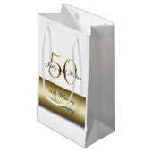Petit Sac Cadeau Noir d'or 50e anniversaire Mariage (Devant Angle)