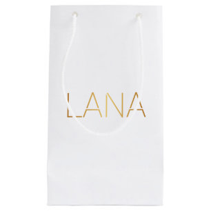 Petit Sac Cadeau Noir personnalisé d'or de Lana de police de