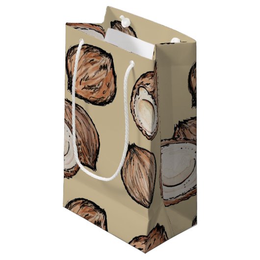 Petit Sac Cadeau Noix de coco Motif (Devant Angle)