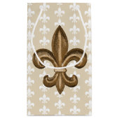 Petit Sac Cadeau Nola Gold & White French Fleur De Lis (Dos)