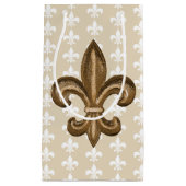 Petit Sac Cadeau Nola Gold & White French Fleur De Lis (Devant)