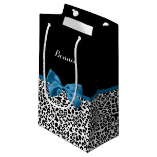 Petit Sac Cadeau Nom de la fille Empreinte de léopard joli ruban b