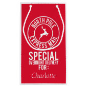 Petit Sac Cadeau Nom de l'Express du pôle Nord rouge et blanc (Dos)