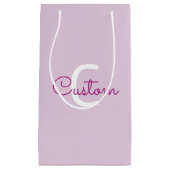 Petit Sac Cadeau Nom de script & monogramme | Magenta & Violet clai (Devant)