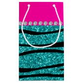 Petit Sac Cadeau Nom gymnaste turquoise parties scintillant zèbre r (Dos)