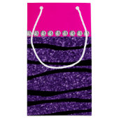 Petit Sac Cadeau Nom gymnaste violet parties scintillant zèbre rayu (Dos)