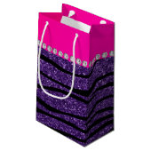 Petit Sac Cadeau Nom gymnaste violet parties scintillant zèbre rayu (Dos Angle)