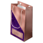 Petit Sac Cadeau Nom métallique Rose Nom or violet violet étincelle (Dos Angle)