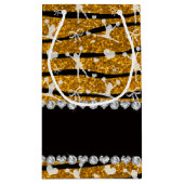 Petit Sac Cadeau Nom or parties scintillant zèbre rayures cheading (Dos)