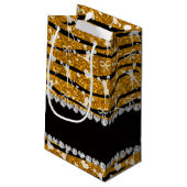 Petit Sac Cadeau Nom or parties scintillant zèbre rayures cheading (Dos Angle)