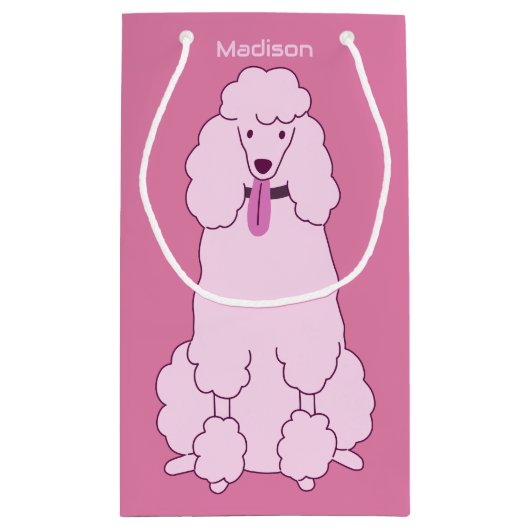 Petit Sac Cadeau Nom personnalisé Poodle rose (Dos)